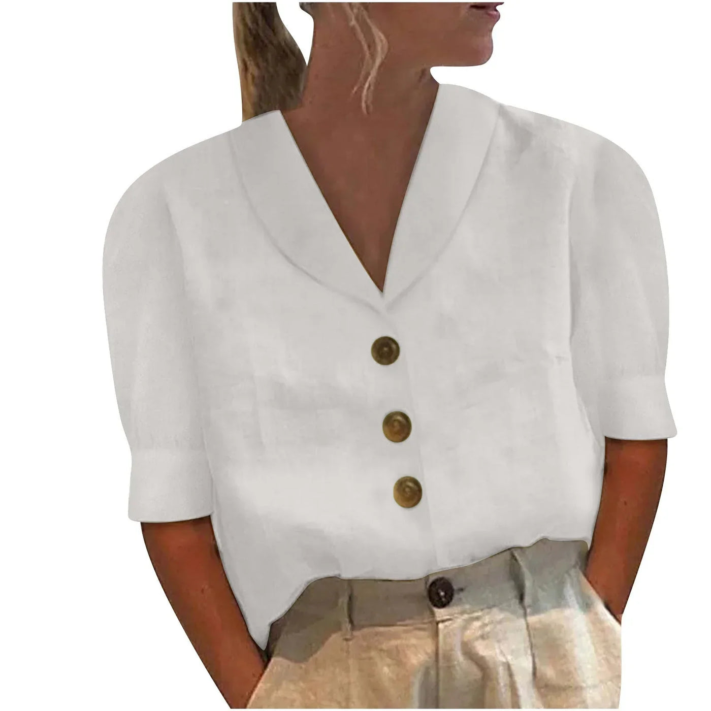 Leinenbluse mit Knöpfen | Schlicht & Elegant | Luftiger Schnitt