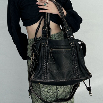 Retro Leder Tote Tasche