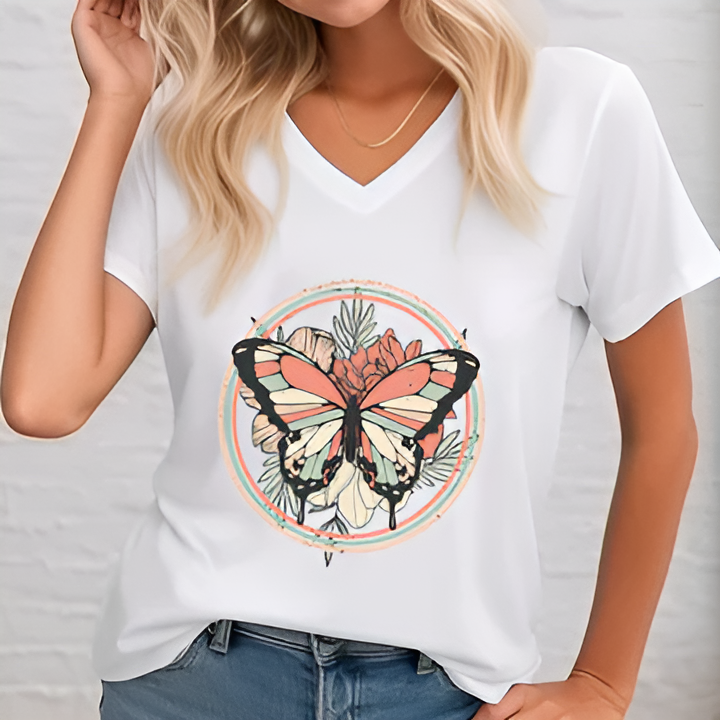 Gisela | Gedruckte Bluse mit V-Ausschnitt