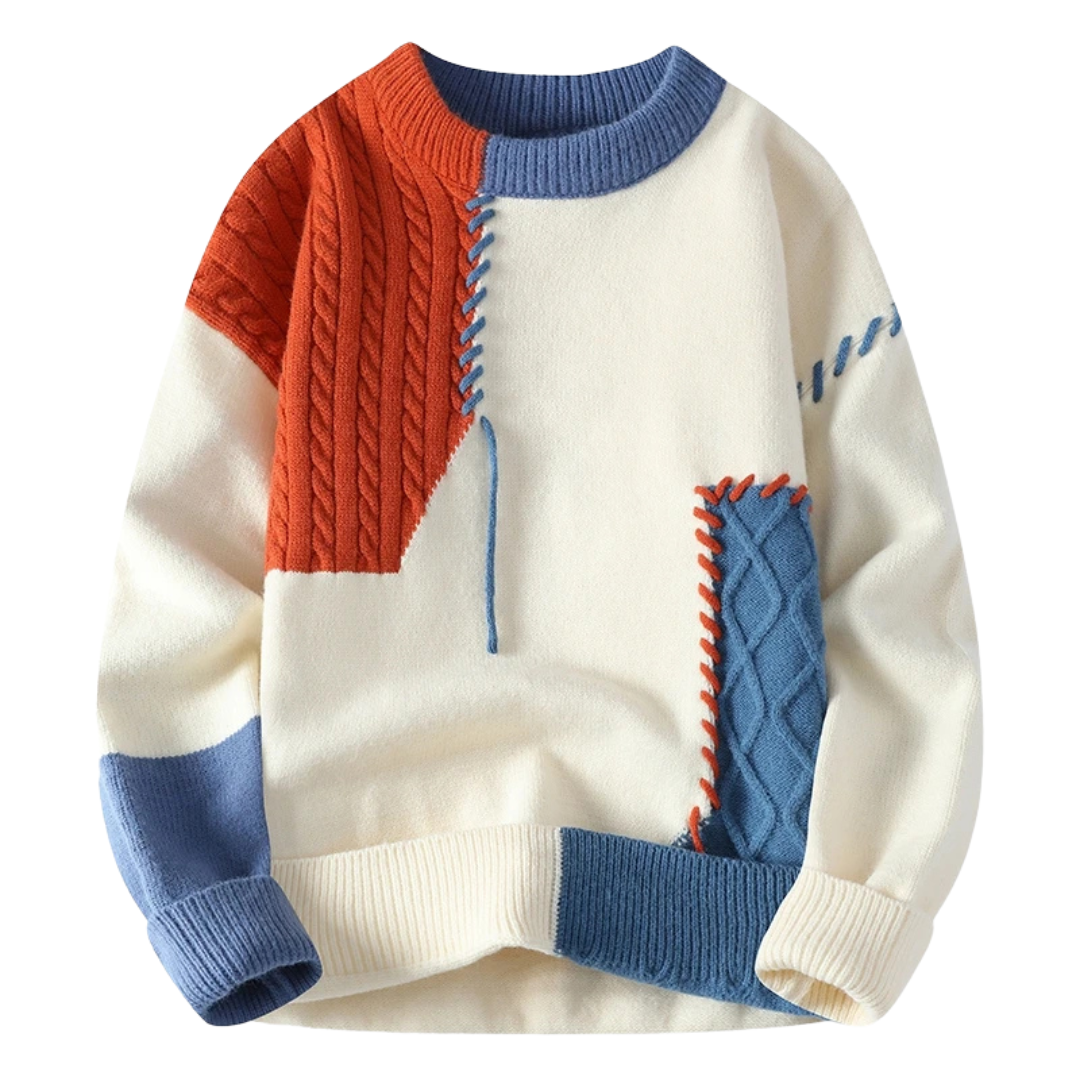 Patchwork-Strickpullover | Kreatives Design | Lässige Passform