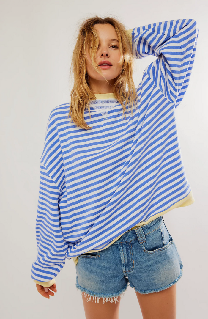 Gestreiftes Sweatshirt in Übergröße für Damen