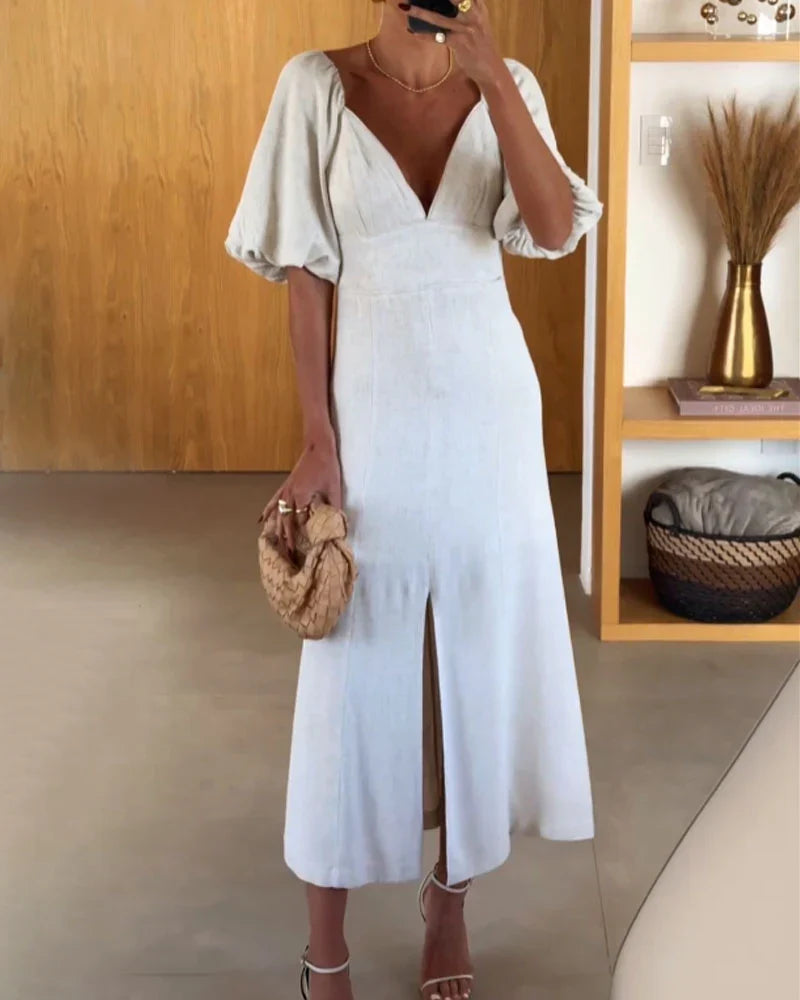 Elegantes Midikleid | Feminine Puffärmel | Figurbetonter Schnitt