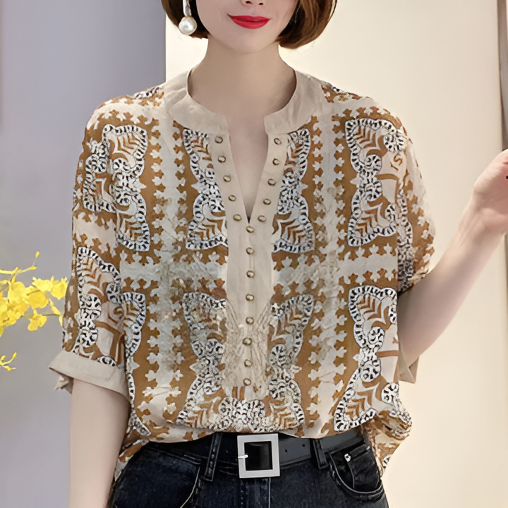 Theresa | V-Ausschnitt Top mit Modedruck