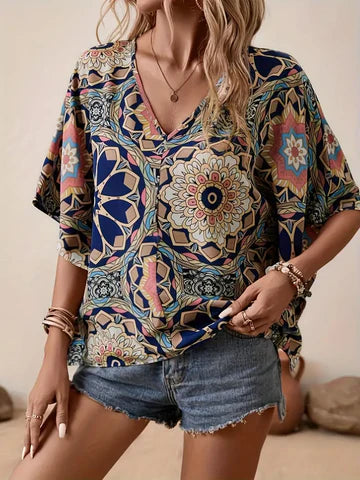 Charlotte | Bluse mit Blumenmuster & V-Ausschnitt