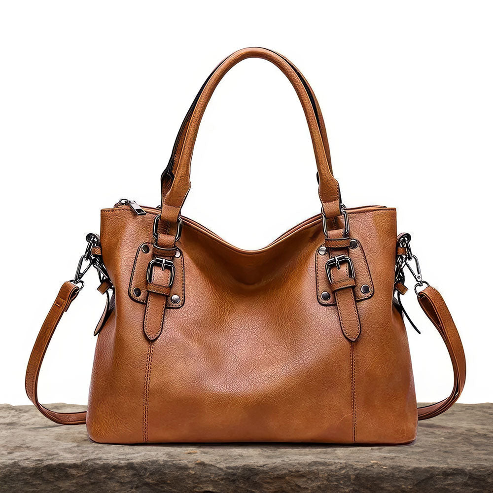 Geräumige Handtasche | Kunstleder mit Schnallendetails | Vielseitiger Stil