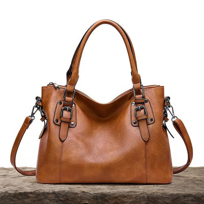 Geräumige Handtasche | Kunstleder mit Schnallendetails | Vielseitiger Stil