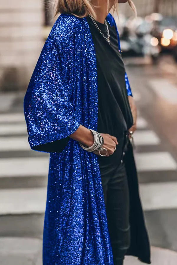 Heidi® | Disco Glamour Pailletten-Kimono mit Glockenärmeln