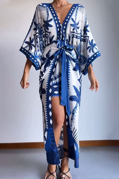 Charlotte® | Schickes, gefälschtes, zweiteiliges, bedrucktes Kleid mit Schnürung