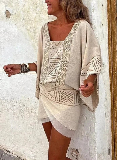 Simone® | Top mit Ethno-Print und Dolman-Ärmeln