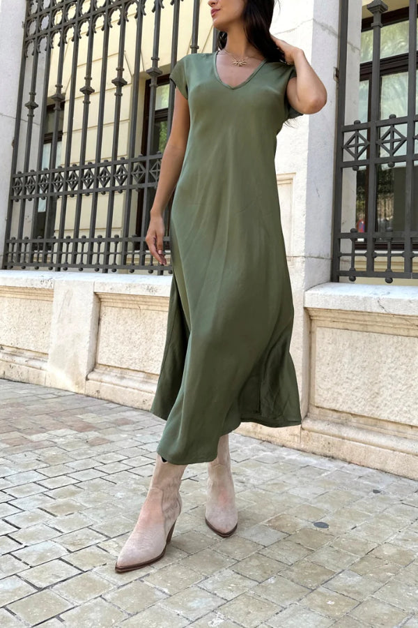 Emily® | Evase Satin-Midikleid