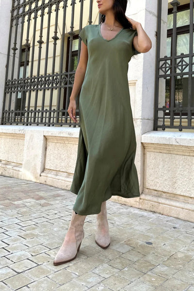 Emily® | Evase Satin-Midikleid