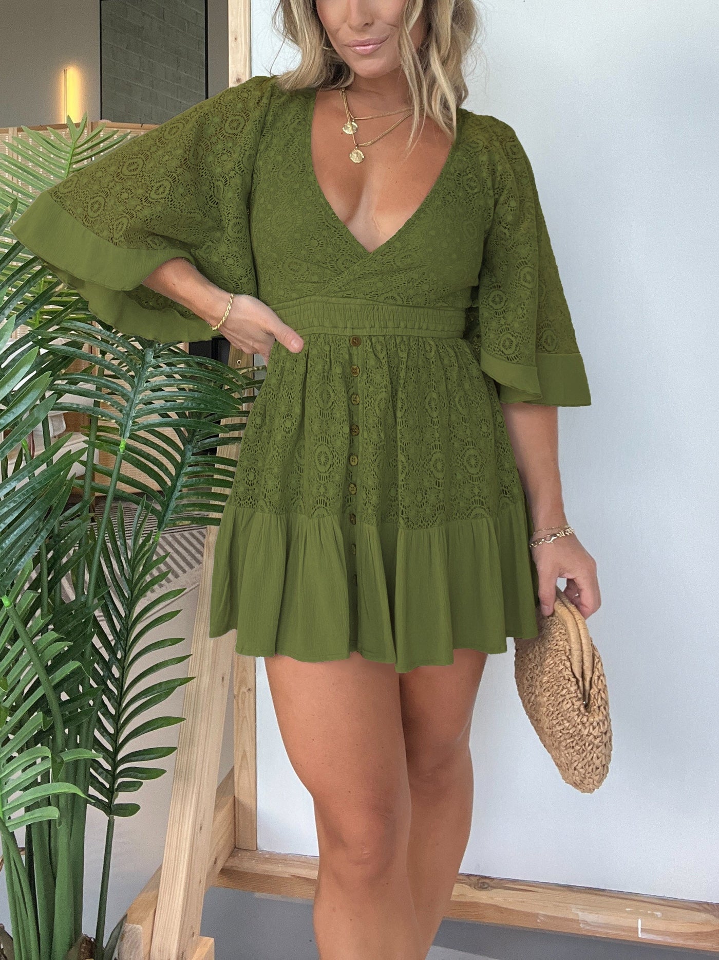Candice | Spitzen-Crochet-Jumpsuit-Kleid mit offenem Rücken