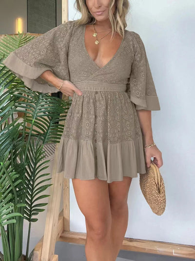 Candice | Spitzen-Crochet-Jumpsuit-Kleid mit offenem Rücken