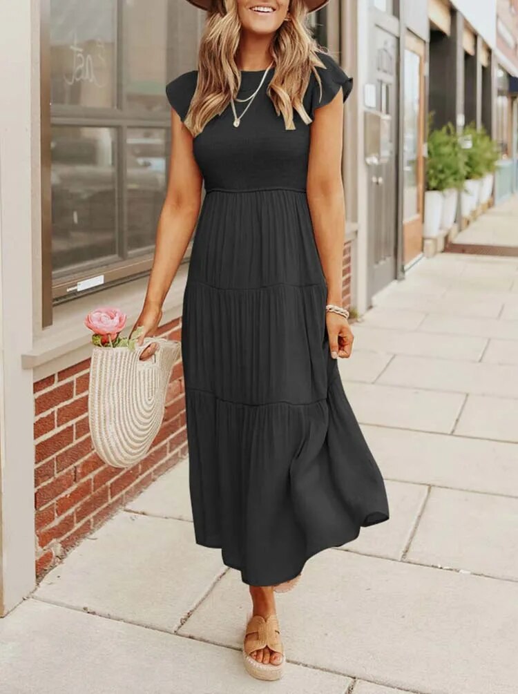Sara® | Plissiertes und gesmoktes Sommerkleid „Marguerite“.