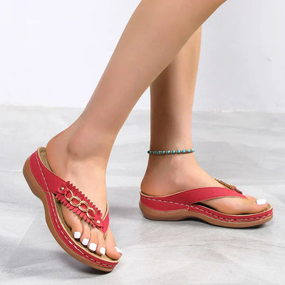 Sandstone | Keilsandalen mit Blumendekoration für Damen