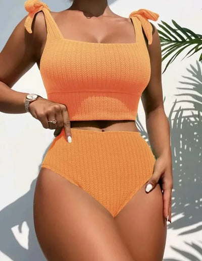 Estela® | Gerippter Einteiler mit hoher Taille und Schleifenbund
