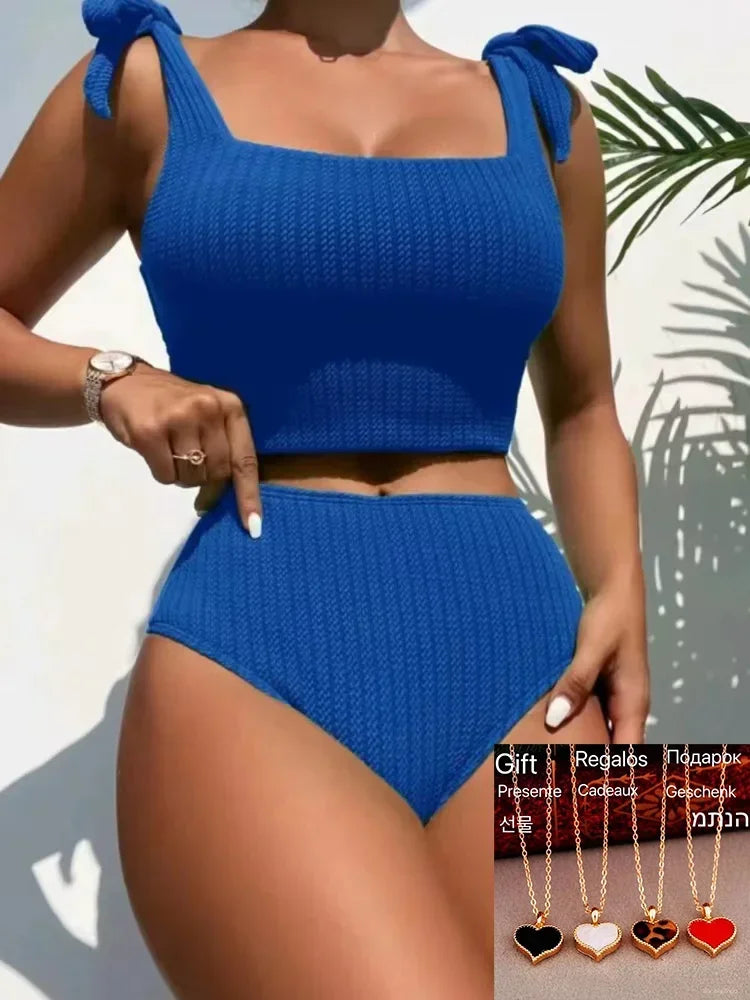 Estela® | Gerippter Einteiler mit hoher Taille und Schleifenbund