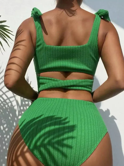 Estela® | Gerippter Einteiler mit hoher Taille und Schleifenbund