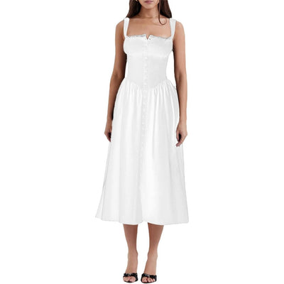 Eya | Schwarzes Midi-Sommerkleid