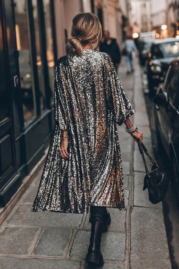 Heidi® | Disco Glamour Pailletten-Kimono mit Glockenärmeln