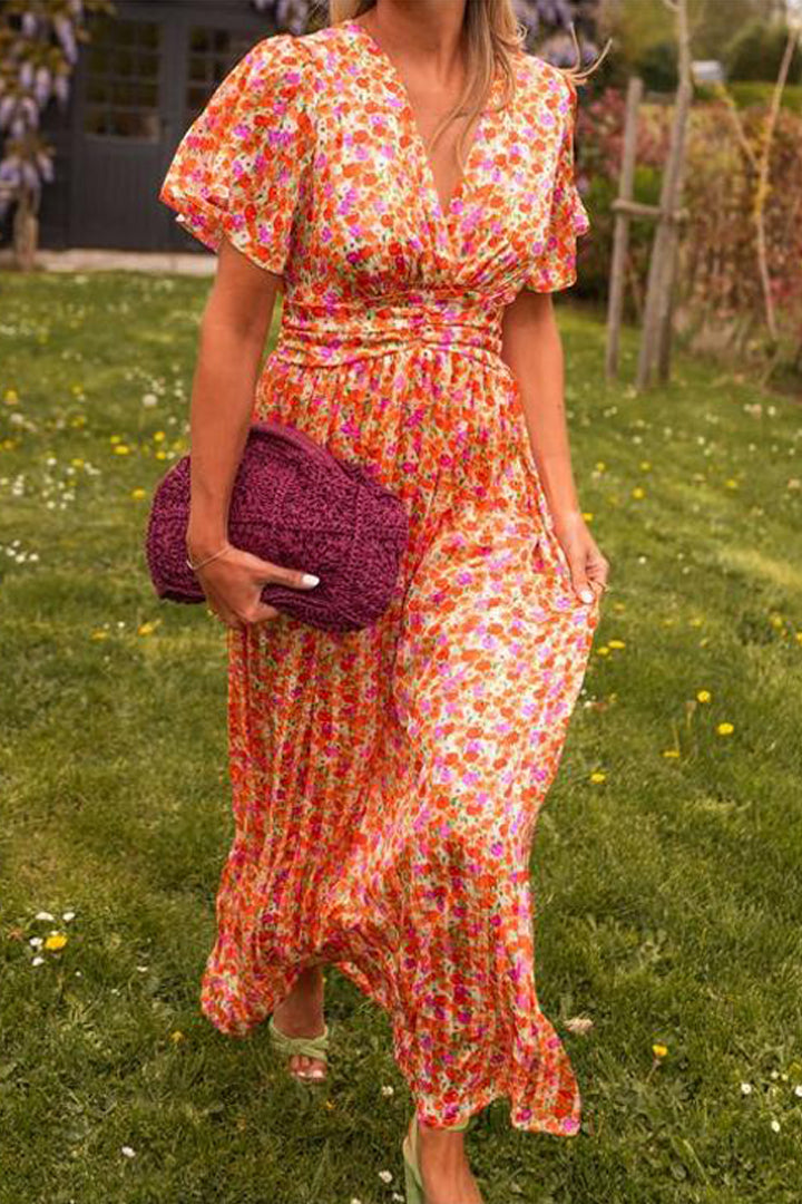Maxikleid mit Blumenprint | Flatterärmel | Femininer Sommerlook