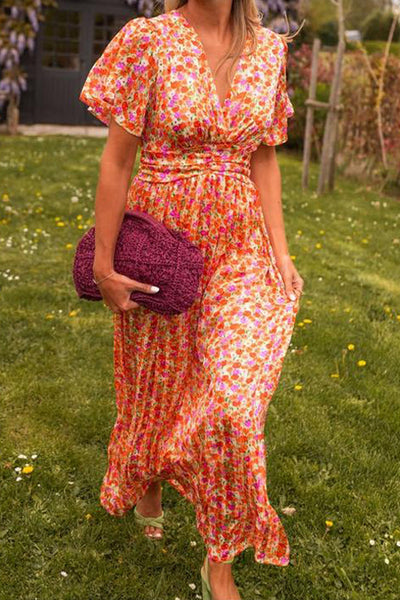 Maxikleid mit Blumenprint | Flatterärmel | Femininer Sommerlook