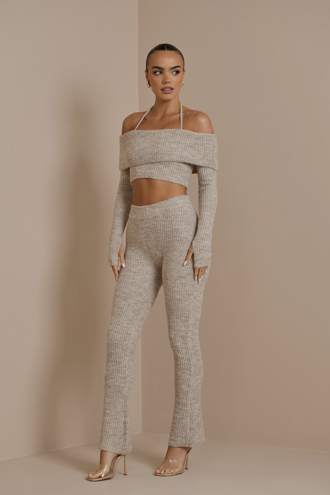 Schulterfreies Strick-Set | Feminine Eleganz & Komfort | Figurbetonter Schnitt