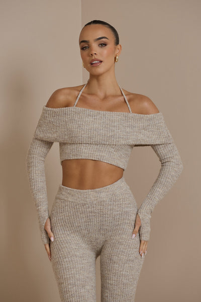 Schulterfreies Strick-Set | Feminine Eleganz & Komfort | Figurbetonter Schnitt