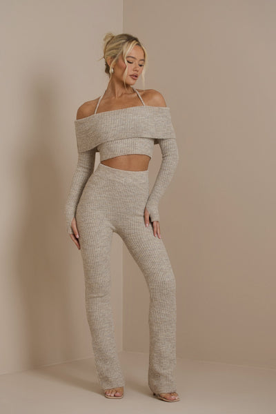 Schulterfreies Strick-Set | Feminine Eleganz & Komfort | Figurbetonter Schnitt