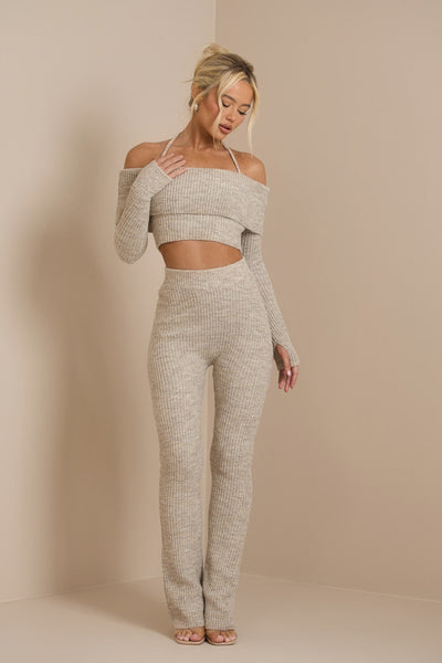 Schulterfreies Strick-Set | Feminine Eleganz & Komfort | Figurbetonter Schnitt