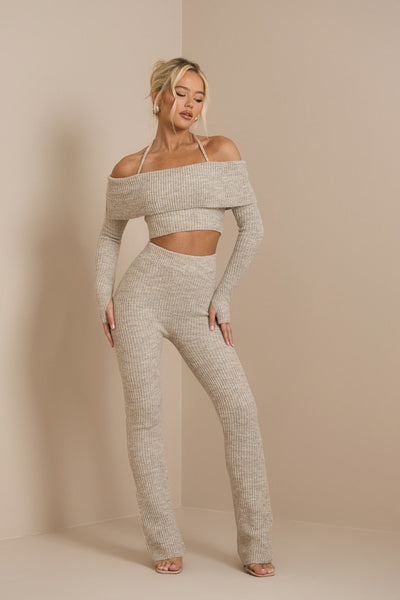 Schulterfreies Strick-Set | Feminine Eleganz & Komfort | Figurbetonter Schnitt