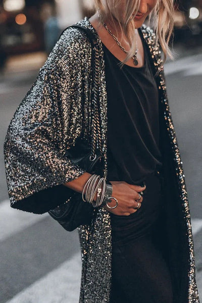 Heidi® | Disco Glamour Pailletten-Kimono mit Glockenärmeln