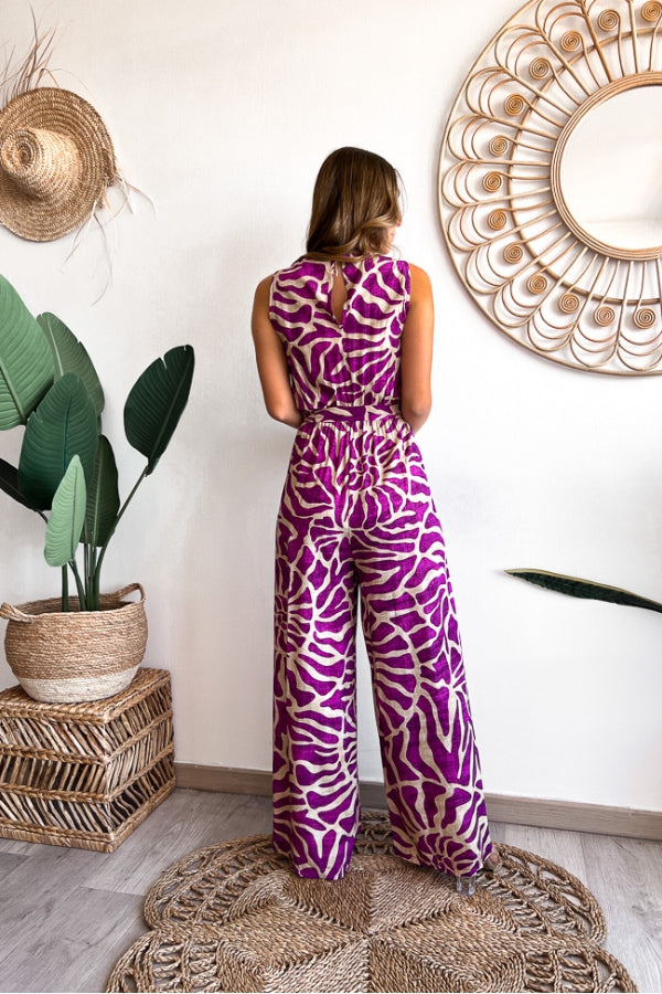 Fiorella® | Sommeranzug-Overall mit Swirl-Print, ärmellos