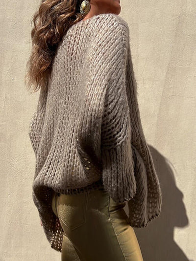 Roxanne® | Gestreifter Strickpullover mit lockeren Verzierungen