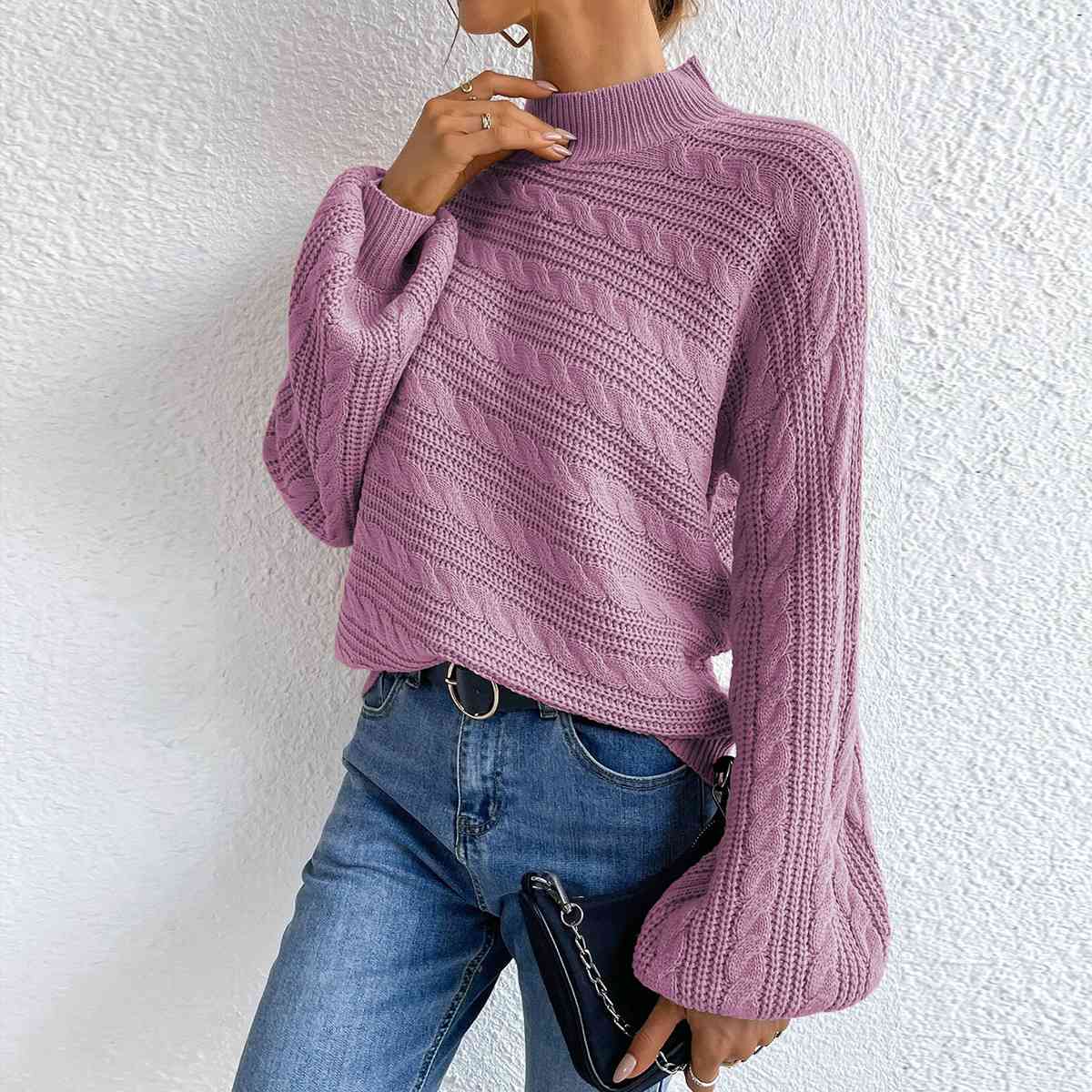 Eleganter Rollkragenpullover aus Zopfmuster für Damen