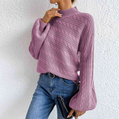 Eleganter Rollkragenpullover aus Zopfmuster für Damen