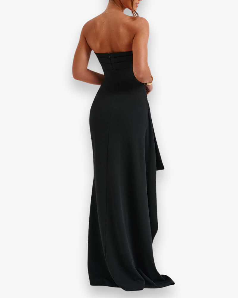 Damen Elegantes Schwarzes Maxikleid | Festlich Abendkleid