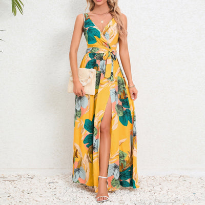 Soren | Sommerkleid mit Taille-Krawatten und Schlitz-Design