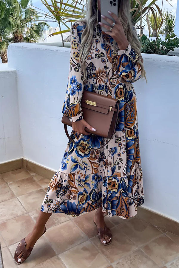 Skye® | Geblümtes Hemd-Midikleid