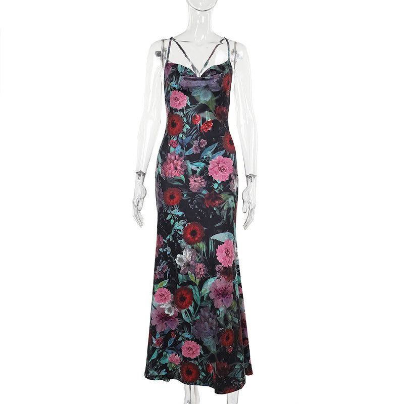 Maxikleid mit Spaghettiträgern | Florales Muster | Elegante Silhouette
