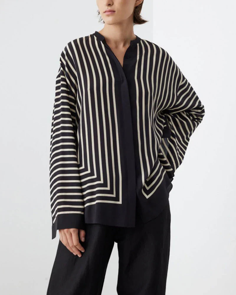 Luftige Bluse mit Streifenmuster | Weite Ärmel | Eleganter Stil
