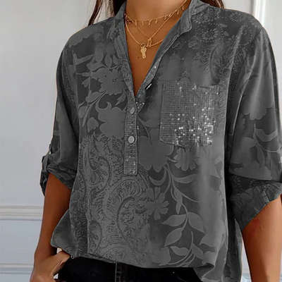Erika | Langärmlige Bluse mit Blumenmuster
