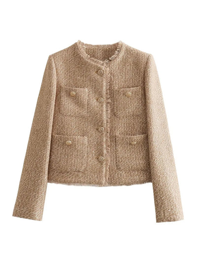 Damen's Elegante Übergangsjacke | Kurz & Strukturiert