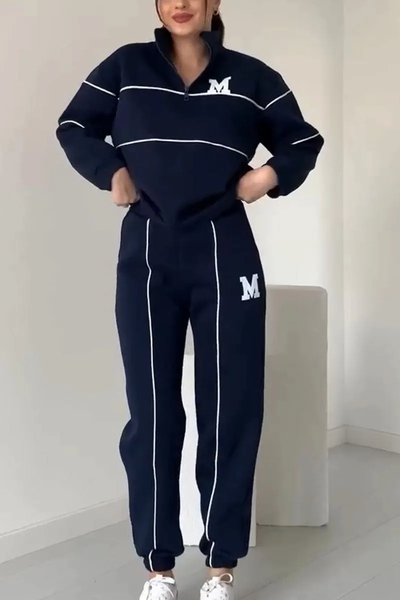 Jogginganzug mit Reißverschluss | Kontrastpaspeln | Lässiger Streetstyle