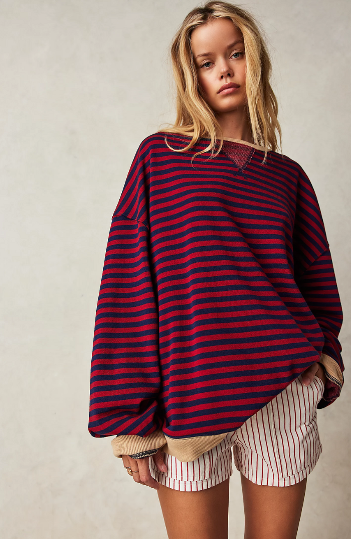 Gestreiftes Sweatshirt in Übergröße für Damen