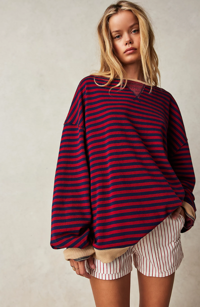 Gestreiftes Sweatshirt in Übergröße für Damen