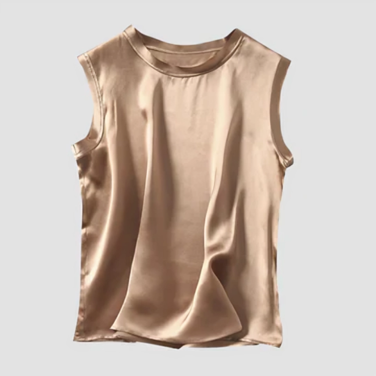 Greta | Edle Ärmellose Satinbluse