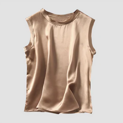 Greta | Edle Ärmellose Satinbluse