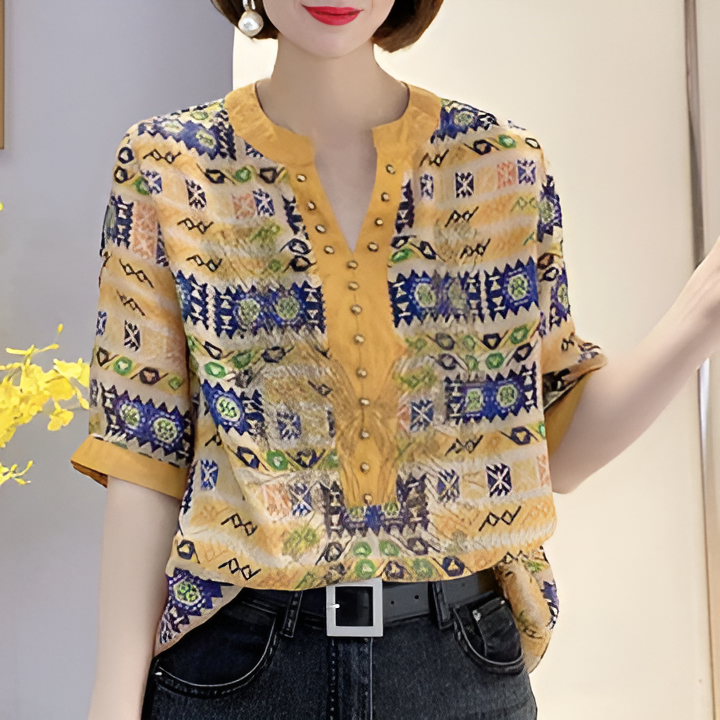 Theresa | V-Ausschnitt Top mit Modedruck