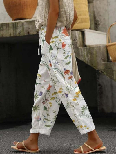 Leinenhose mit Blumenmuster | Lässig & Sommerlich | Bequemer Schnitt